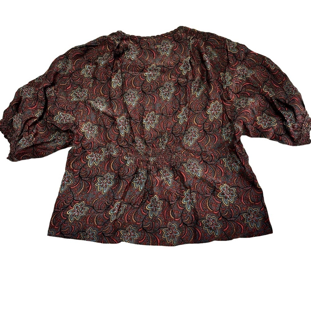 Moda International Women's Multicolor Paisley Blouse Top Shirt Size Small Silk - Picture 3 of 13